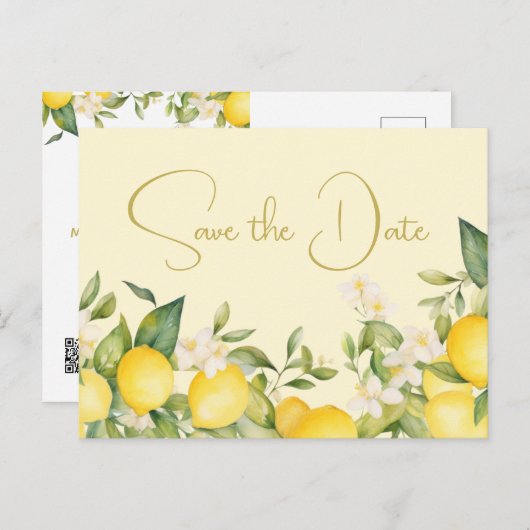 Bruiloft Citroenen Citrus Save The Date Aankondigingskaart (Voorkant / Achterkant)