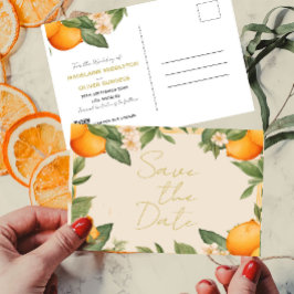 Bruiloft Citrus Sinaasappels Overlay Save the Date Aankondigingskaart