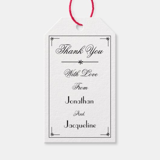 Bruiloft Classic Elegant Chic Script Naam Dank u Cadeaulabel (Voorkant)