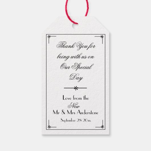 Bruiloft Classic Elegant Chic Script Naam Dank u Cadeaulabel (Achterkant)