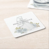 Bruiloft Classic Elegante Blauwe Bloemige Bruiloft Kartonnen Onderzetters (Schuin)