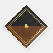 Bruiloft Classy Elegant Bruin Zwart Liefde Hart Servet (Hoek)