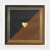 Bruiloft Classy Elegant Bruin Zwart Liefde Hart Servet (Voorkant)