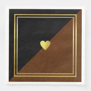 Bruiloft Classy Elegant Bruin Zwart Liefde Hart Servet