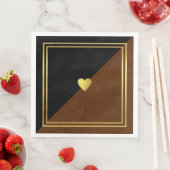 Bruiloft Classy Elegant Bruin Zwart Liefde Hart Servet (Insitu)