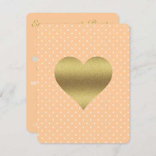 BRUILOFT & CO Perzik En Witte Feest Polka Stippen Kaart (Voorkant / Achterkant)