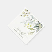 Bruiloft Cocktail Botanische Waterverf groen Servet (Hoek)