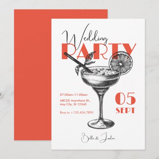 Bruiloft cocktail Party uitnodiging (Voorkant / Achterkant)