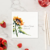 Bruiloft Cocktail Servet met Landelijke Zonnebloem (Insitu)