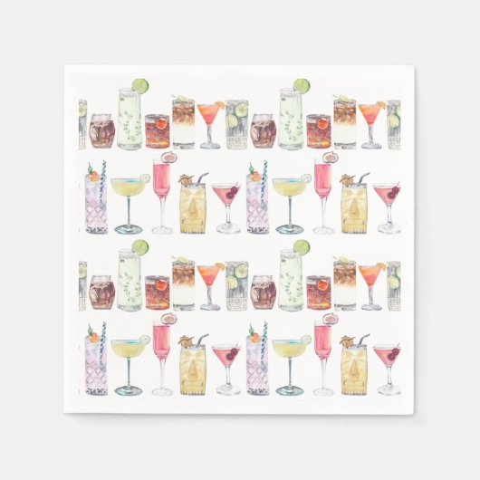 Bruiloft Cocktail servetten geïllustreerd Cocktail (Voorkant)