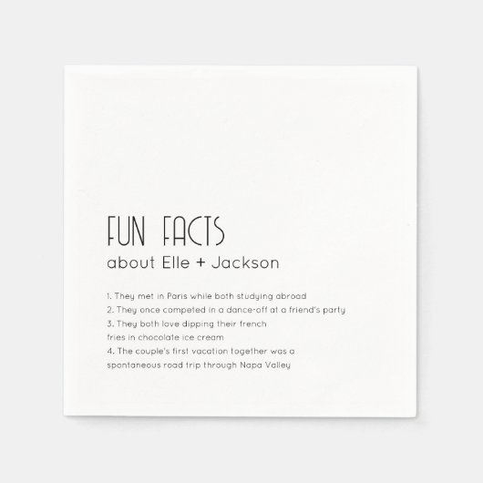 Bruiloft Cocktail servetten met Leuke Feiten! (Voorkant)