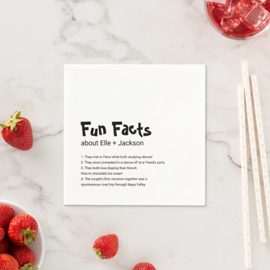 Bruiloft Cocktail servetten met Leuke Feiten! (Insitu)