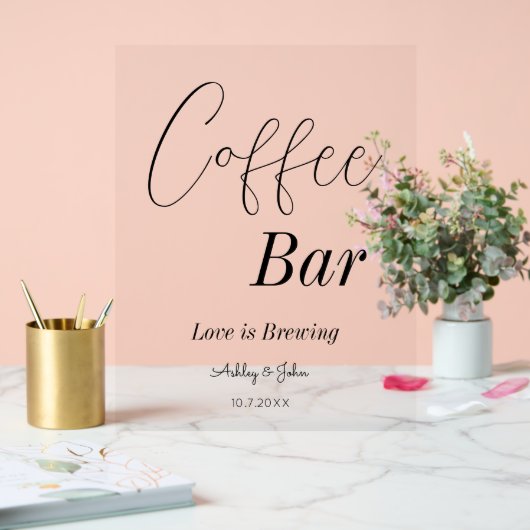 Bruiloft Coffee Bar Bruidsfeest  Acryl Bord (Huwelijk)