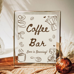 Bruiloft Coffee Bar waar Liefde Kookt Poster