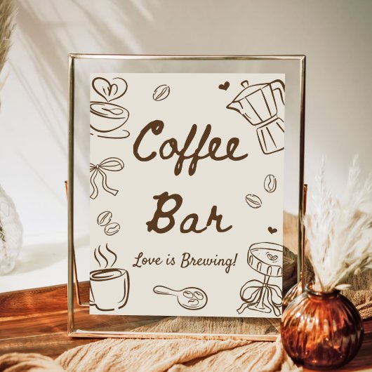 Bruiloft Coffee Bar waar Liefde Kookt Poster