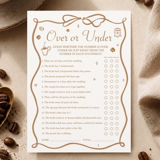 Bruiloft Coffee Bruidsfeest 'Over en Onder' Spelka Kaart
