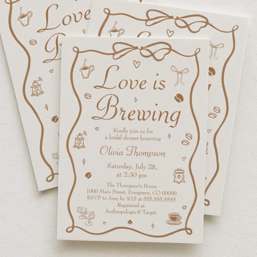 Bruiloft: Coffee Love is Brewing Bruidsfeest Kaart