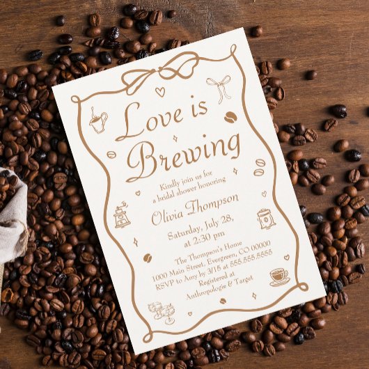 Bruiloft: Coffee Love is Brewing Bruidsfeest Kaart