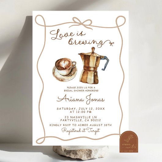 Bruiloft Coffee Love is Brewing Bruidsfeest Kaart