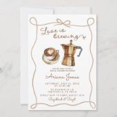 Bruiloft Coffee Love is Brewing Bruidsfeest Kaart (Voorkant)