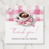 Bruiloft 'Coffee Roze Lint' bedankbriefjes Bedankjes Labels (Voorkant)