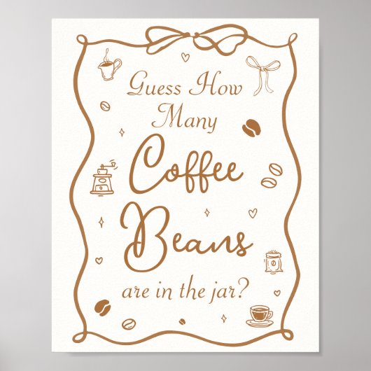 Bruiloft Coffee Shower Raad Hoeveel Koffiebonen Poster (Voorkant)