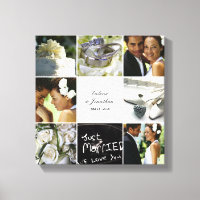 Bruiloft collage gewikkeld canvas - wit