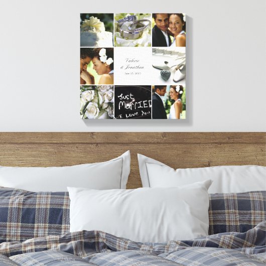 Bruiloft collage gewikkeld canvas - wit afdruk (Insitu (Slaapkamer))