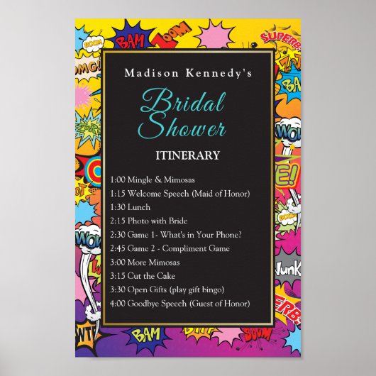 Bruiloft Comic Pop Art 💥🎉 Spreekballons Poster (Voorkant)