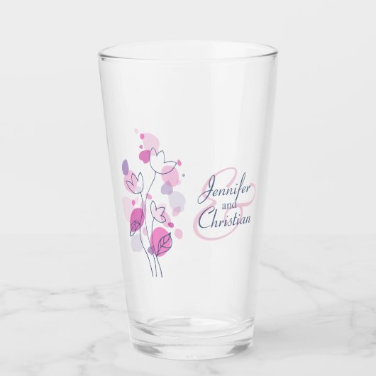 Bruiloft confetti bloemblaadjes aangepaste namen b glas (Voorkant)