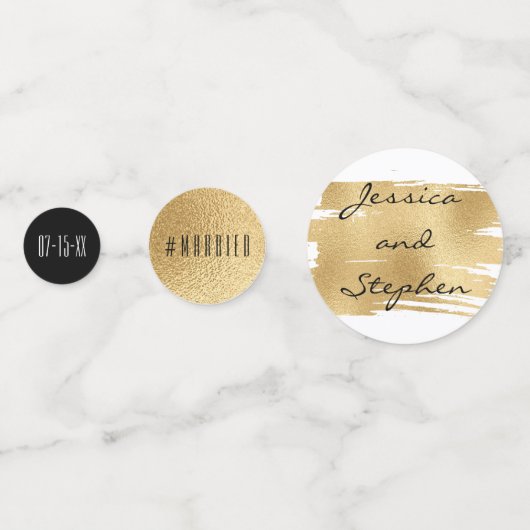 Bruiloft Confetti Elegant Goud en Zwart (Voorkanten)