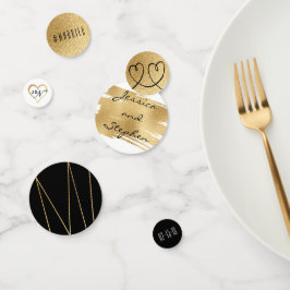 Bruiloft Confetti Elegant Goud en Zwart