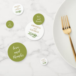 Bruiloft confetti groen botanisch en goud
