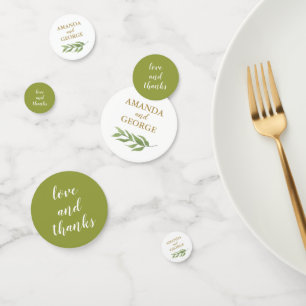 Bruiloft confetti groen botanisch en goud