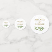 Bruiloft confetti groen botanisch en goud (Voorkanten)