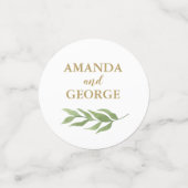 Bruiloft confetti groen botanisch en goud (Kleine voorkant)