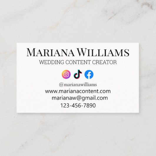 BRUILOFT CONTENT CREATOR 8 foto's collage Visitekaartje (Achterkant)