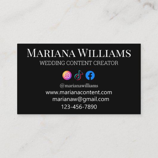 BRUILOFT CONTENT CREATOR 8 foto's collage zwart Visitekaartje (Achterkant)