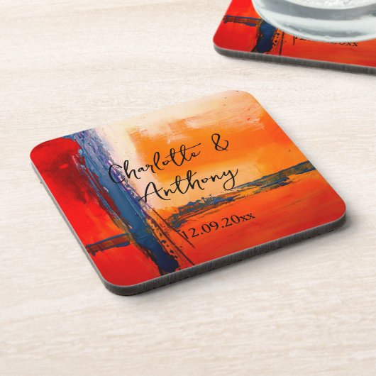 Bruiloft Creatief Abstract Kunstwerk Bier Onderzetter (Linkerzijde)