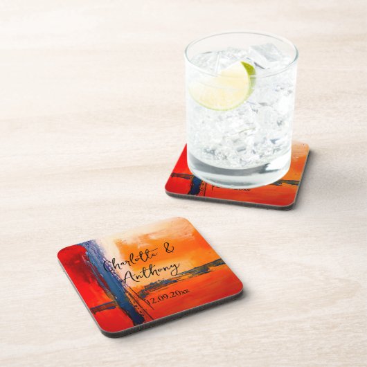 Bruiloft Creatief Abstract Kunstwerk Bier Onderzetter (Rechterzijde)