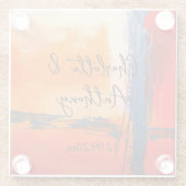 Bruiloft Creatief Abstract Kunstwerk Glazen Onderzetter (Achterkant)