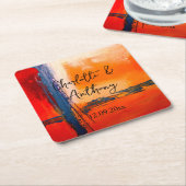 Bruiloft Creatief Abstract Kunstwerk Kartonnen Onderzetters (Schuin)