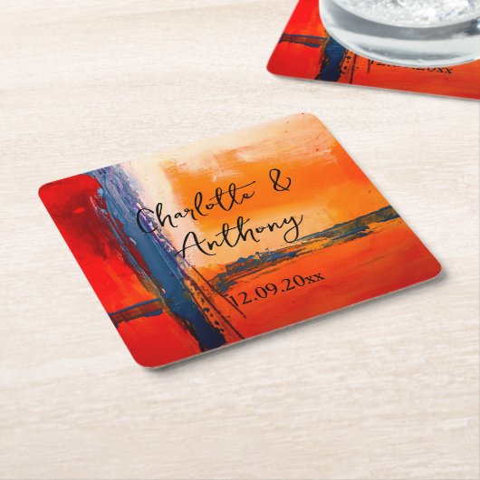 Bruiloft Creatief Abstract Kunstwerk Kartonnen Onderzetters (Schuin)