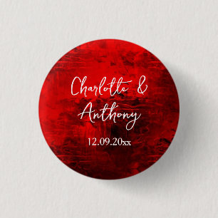Bruiloft Creatief Abstract Kunstwerk Rood Ronde Button 3,2 Cm
