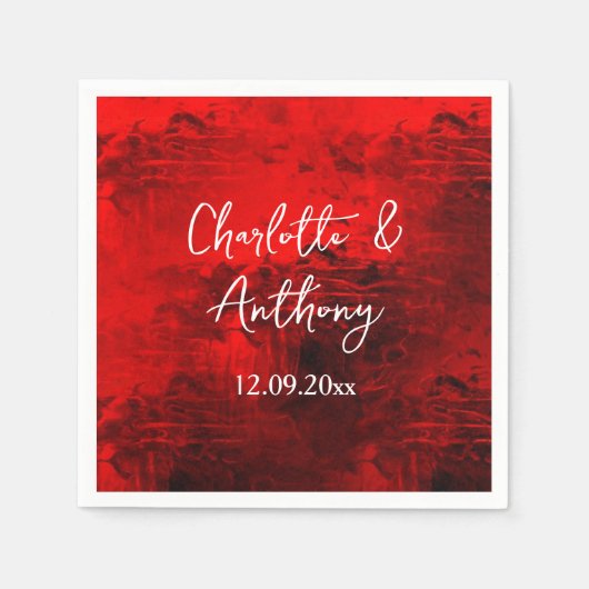 Bruiloft Creatief Abstract Kunstwerk Rood Servet (Voorkant)