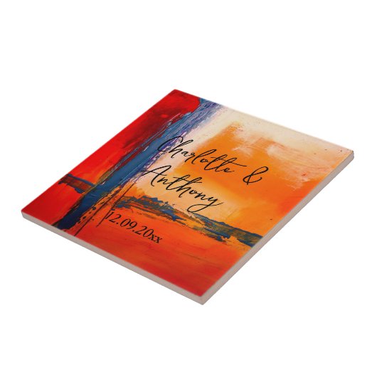 Bruiloft Creatief Abstract Kunstwerk Tegeltje (Zijkant)