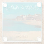 Bruiloft Creatief Dorp Zee Sky Impressionist Glazen Onderzetter (Achterkant)