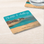 Bruiloft Creatief Dorp Zee Sky Impressionist Kartonnen Onderzetters (Schuin)