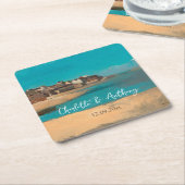 Bruiloft Creatief Dorp Zee Sky Impressionist Kartonnen Onderzetters (Schuin)