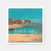 Bruiloft Creatief Dorp Zee Sky Impressionist Servet (Voorkant)